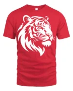 Fierce Tiger Head Graphic T Shirt Bold Animal Design Tee - red t-shirt on white background