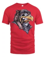 Vintage Aviator Eagle Graphic T Shirt Bold Pilot Style Tee - red t-shirt on white background