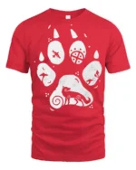 Artistic Animal Paw Print Graphic T Shirt Nature Lover Tee - red t-shirt on white background