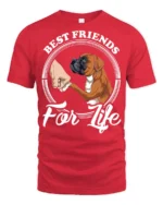Best Friends For Life Boxer Dog Graphic T Shirt Cute Pet Tee - red t-shirt on white background