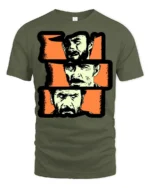 Vintage Cowboy Portrait Graphic T Shirt Western Style Tee - military green t-shirt on white background