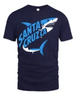 Santa Cruz Shark Surf Style Ocean Graphic Tee - navy t-shirt on white background