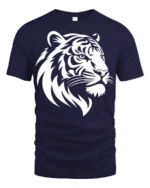Fierce Tiger Head Graphic T Shirt Bold Animal Design Tee - navy t-shirt on white background