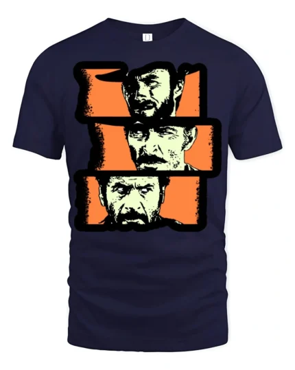 Vintage Cowboy Portrait Graphic T Shirt Western Style Tee - navy t-shirt on white background