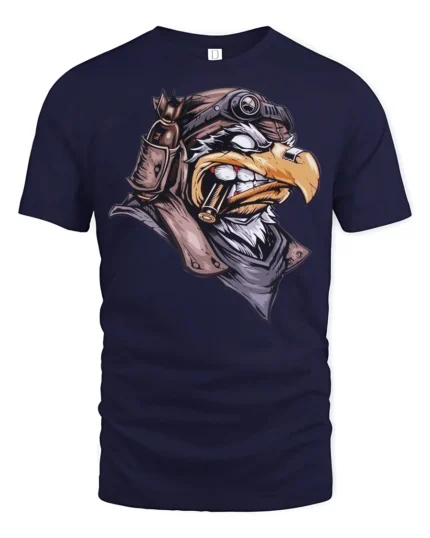 Vintage Aviator Eagle Graphic T Shirt Bold Pilot Style Tee - navy t-shirt on white background