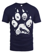 Artistic Animal Paw Print Graphic T Shirt Nature Lover Tee - navy t-shirt on white background