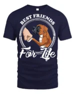 Best Friends For Life Boxer Dog Graphic T Shirt Cute Pet Tee - navy t-shirt on white background