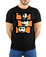 Vintage Cowboy Portrait Graphic T Shirt Western Style Tee - model wearing black tee with hands behind back