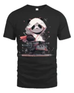 Cute Samurai Panda Graphic T Shirt Japanese Style Warrior Design - black t-shirt on white background