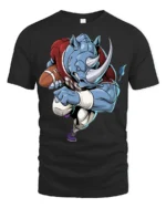 Tough Rhino Football Graphic T Shirt Funny Sports Fan Design - black t-shirt on white background