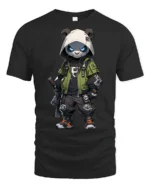 Cool Tactical Panda Graphic T Shirt Streetwear Ninja Style - black t-shirt on white background