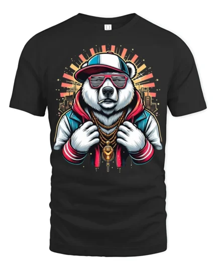 Cool Hip Hop Panda Graphic T Shirt Streetwear Urban Style - black t-shirt on white background