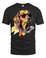 Cool Dachshund With Sunglasses Graphic T Shirt Colorful Style - black t-shirt on white background