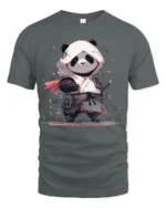 Cute Samurai Panda Graphic T Shirt Japanese Style Warrior Design - gray t-shirt on white background