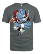 Tough Rhino Football Graphic T Shirt Funny Sports Fan Design - gray t-shirt on white background