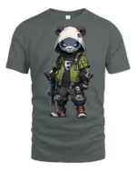 Cool Tactical Panda Graphic T Shirt Streetwear Ninja Style - gray t-shirt on white background