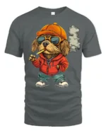Hip Hop Dog With Sunglasses Graphic T Shirt Urban Funny Style - gray t-shirt on white background