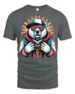 Cool Hip Hop Panda Graphic T Shirt Streetwear Urban Style - gray t-shirt on white background