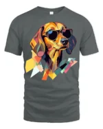 Cool Dachshund With Sunglasses Graphic T Shirt Colorful Style - gray t-shirt on white background