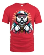 Cool Hip Hop Panda Graphic T Shirt Streetwear Urban Style - red t-shirt on white background