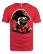 Cute Pug Emperor Portrait Graphic T Shirt Funny Historic Vibe - red t-shirt on white background