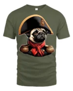 Cute Pug Emperor Portrait Graphic T Shirt Funny Historic Vibe - military green t-shirt on white background