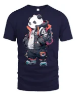 Cool Streetwear Panda Graphic T Shirt Urban Fashion Style - navy t-shirt on white background