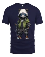 Cool Tactical Panda Graphic T Shirt Streetwear Ninja Style - navy t-shirt on white background