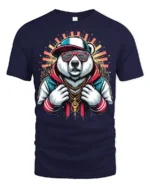 Cool Hip Hop Panda Graphic T Shirt Streetwear Urban Style - navy t-shirt on white background