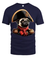 Cute Pug Emperor Portrait Graphic T Shirt Funny Historic Vibe - navy t-shirt on white background