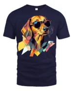 Cool Dachshund With Sunglasses Graphic T Shirt Colorful Style - navy t-shirt on white background