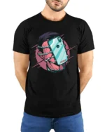 Skeleton Hand Phone Grip Graphic T Shirt Retro Street Style - model wearing black tee with hands behind back