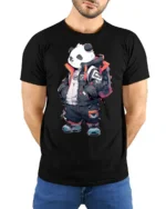 Cool Streetwear Panda Graphic T Shirt Urban Fashion Style - model wearing black tee with hands behind back
