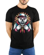 Cool Hip Hop Panda Graphic T Shirt Streetwear Urban Style - model wearing black tee with hands behind back