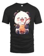 Cute Panda Bubble Tea Lover Kawaii Drink Graphic T Shirt - black t-shirt on white background