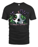 Whimsical Skull With Flowers Nature Lover Artistic T Shirt - black t-shirt on white background