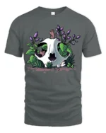 Whimsical Skull With Flowers Nature Lover Artistic T Shirt - gray t-shirt on white background