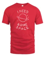 I Need Some Space Funny Planet Minimalist Graphic T Shirt - red t-shirt on white background