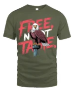 Free Not Tame Eagle Graphic T Shirt Patriotic Freedom Style - military green t-shirt on white background