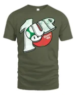 Level Up Since 85 Retro Gaming Mushroom Graphic T Shirt - military green t-shirt on white background