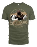 Colorado Adventure Awaits Bear Mountain Vintage Graphic T Shirt - military green t-shirt on white background
