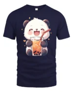 Cute Panda Bubble Tea Lover Kawaii Drink Graphic T Shirt - navy t-shirt on white background