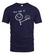 Funny Please Use Your Brain Stick Figure Humor Graphic T Shirt - navy t-shirt on white background