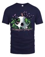 Whimsical Skull With Flowers Nature Lover Artistic T Shirt - navy t-shirt on white background