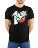 Level Up Since 85 Retro Gaming Mushroom Graphic T Shirt - model wearing black tee with hands behind back