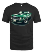 Classic Green Muscle Car Graphic T Shirt Vintage Auto Style Tee - black t-shirt on white background