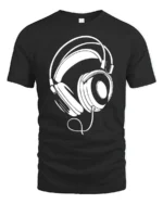 Minimalist Headphones Graphic T Shirt Music Lover Style Tee - black t-shirt on white background