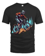 Mountain Bike Rider Graphic T Shirt Outdoor Adventure Style Tee - black t-shirt on white background