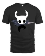 Cute Ghost Knight Cartoon Graphic T Shirt Fantasy Gamer Style Tee - black t-shirt on white background