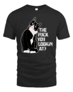 Funny Attitude Cat Graphic T Shirt Sarcastic Humor Style Tee - black t-shirt on white background